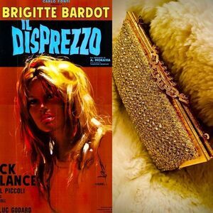 ♥️ Vintage Rhinestone Gold Women's
Clutch Purse 60s Hong Kong